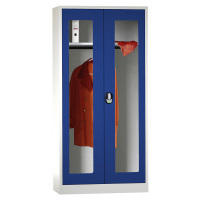 Wolf Šatní skříň s otočnými dveřmi s elektronickým zámkem, s dveřmi s okénkem, světlá šedá / enc