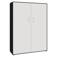 mauser Skříň s otočnými dveřmi, 2 dveře, 8 přihrádek, šířka 1155 mm, černá / signální bílá