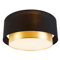 Moderní stropní svítidlo černé se zlatým 50 cm 3-světlo - Drum Duo