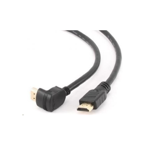 GEMBIRD Kabel HDMI - HDMI 3m, 90° konektor (v1.4, M/M, zlacené kontakty, úhlový, stíněný)
