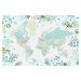 Mapa Floral bohemian world map with cities, Marie, Blursbyai, 40 × 26.7 cm