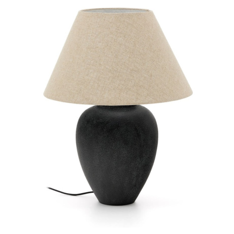 Černo-béžová stolní lampa s textilním stínidlem (výška 60 cm) Mercadal – Kave Home