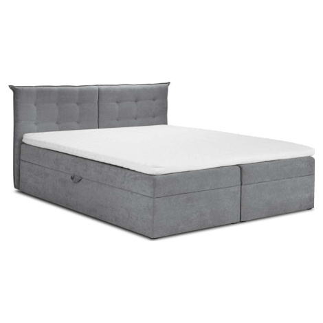 Šedá boxspring postel s úložným prostorem 180x200 cm Echaveria – Mazzini Beds Mazzini Sofas