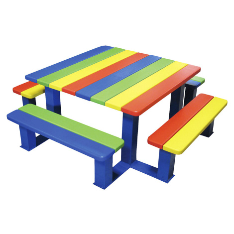PROCITY Sestava stolu a laviček, pro děti, d x š x v 1500 x 1500 x 521 mm