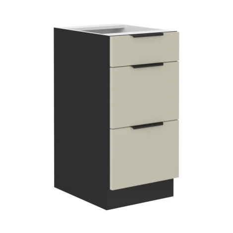 Dolní zásuvková kuchyňská skříňka Arona 40 cm, kašmírová/černá Asko