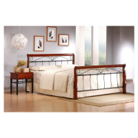 Dvoulůžková postel VERONICA –⁠ 160x200, kov/dřevo, černá/třešeň