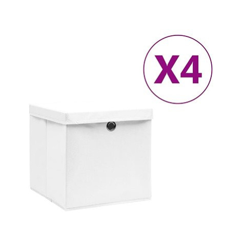 Shumee Úložné boxy s víky 4 ks 28 × 28 × 28 cm bílé