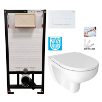 DEANTE Podomítkový rám, pro závěsné WC mísy + SLIM tlačítko bílé + WC JIKA LYRA PLUS RIMLESS + S