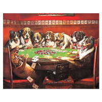 Plechová cedule DRUKEN DOGS PLAYING CARDS, (41 x 32 cm)