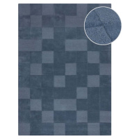 Tmavě modrý ručně tkaný vlněný koberec 120x170 cm Checkerboard – Flair Rugs