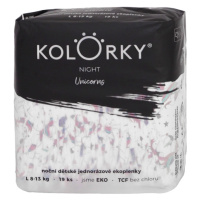 KOLORKY NIGHT noční jednorázové eko plenky jednorožci - L (8-13 kg), 19 ks