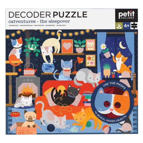 Petit Collage Puzzle kočky 100 ks s 3D brýlemi Petitcollage