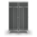 Wolf Ocelová skříňka, 2 vysoké oddíly, plnostěnné dveře, světle šedé, šířka oddílu 1200 mm