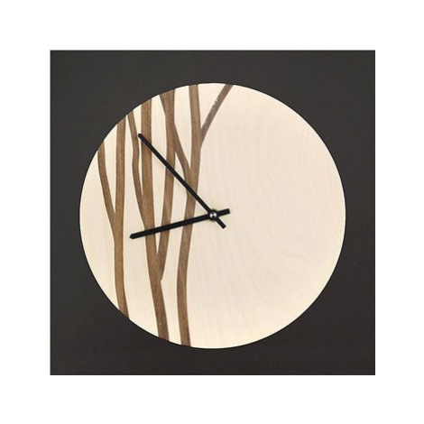 AMADEA Dřevěné hodiny nástěnné s motivem větviček, masivní dřevo, průměr 25 cm