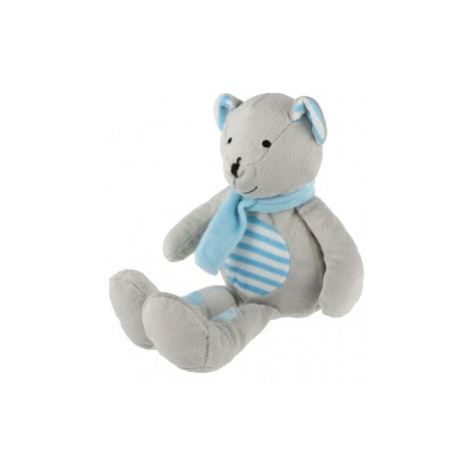 Medvěd/Medvídek sedící se šálou plyš 19cm šedivo-modrý Teddies