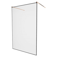 MEXEN/S KIOTO samostatně stojící sprchová zástěna 130 x 200, transparent/černá vzor 8 mm, růžové