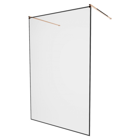 MEXEN/S KIOTO samostatně stojící sprchová zástěna 130 x 200, transparent/černá vzor 8 mm, růžové