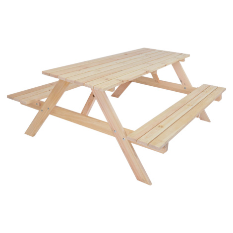 ROJAPLAST Zahradní dřevěný set PIKNIK se sklopnými lavičkami - 180 cm - mořený