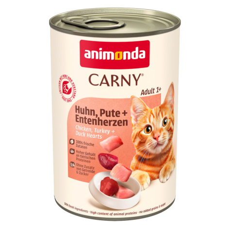 Animonda Carny Adult 6 x 400 g - Krůtí, kuřecí & kachní srdce