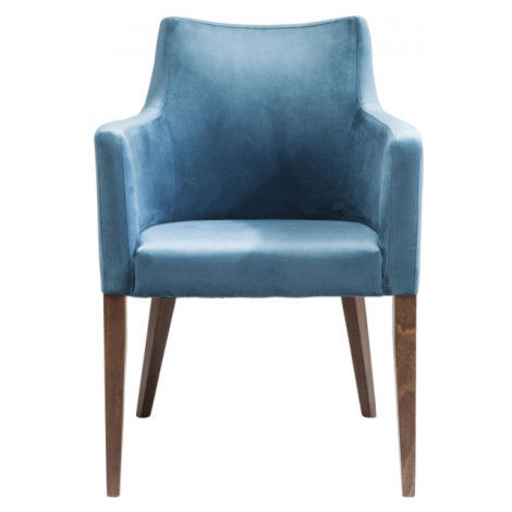 KARE Design Modrá čalouněná židle s područkami Mode Velvet