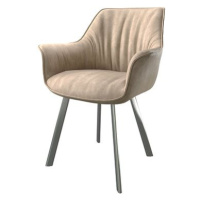 DELIFE Jídelní židle Keila-Flex s područkou béžová vintage oválná podnož nerezové oceli