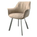 DELIFE Jídelní židle Keila-Flex s područkou béžová vintage oválná podnož nerezové oceli