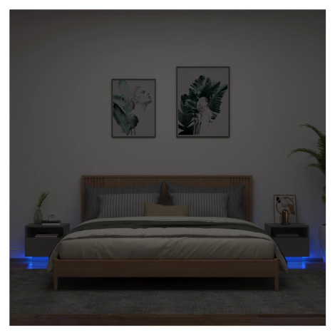 vidaXL Noční stolky s LED osvětlením 2 ks černé 40 x 39 x 37 cm