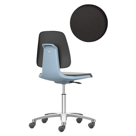 bimos Pracovní otočná židle LABSIT, pět noh s kolečky, sedák s koženkovým potahem, modrá barva