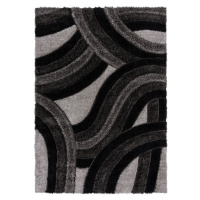 Flair Rugs koberce Kusový koberec Indulgence Velvet Carved Grey/Black - 120x170 cm