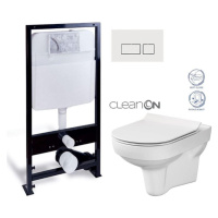 PRIM předstěnový instalační systém s bílým tlačítkem 20/0042 + WC CERSANIT CITY NEW CLEANON + WC