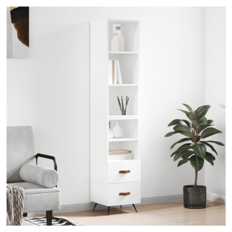 vidaXL Skříň highboard bílá s vysokým leskem 34,5x34x180 cm kompozit