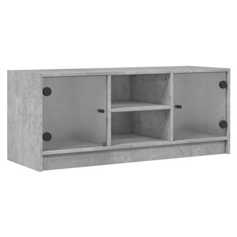 vidaXL TV skříňka se skleněnými dvířky betonově šedá 102x37x42 cm
