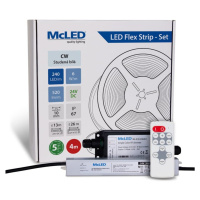 McLED LED pásek - sada 4 m + Přijímač Nano IP67, 240 LED/m, CW, 6 W/m, DC 24V, 520 lm/m, CRI90, 