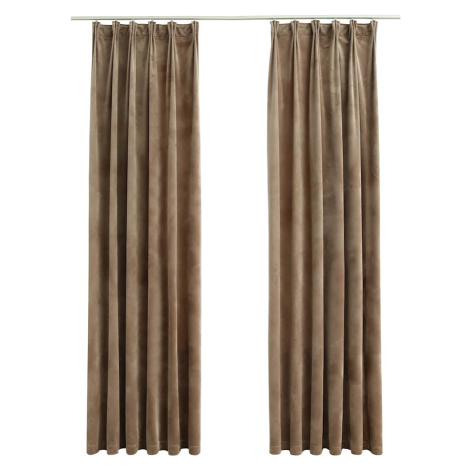 vidaXL Zatemňovací závěsy s háčky 2 ks sametové béžové 140 x 245 cm