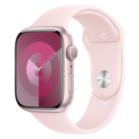 Apple Watch Series 9 45mm Růžový hliník se světle růžovým sportovním řemínkem M/L Růžová