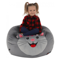 Dětský sedací vak BABY s kočičkou — 60×45, šedá