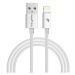 RhinoTech kabel s nylonovým opletem USB-A na Lightning 2,4A, 1 m bílý