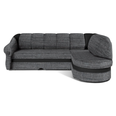 Pravostranná rohová sedačka Benano s rozkládací funkcí typu delfín a úložným prostorem na lůžkov ELTAP