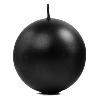 PartyDeco Svíčka - koule metalická černá 8 cm