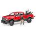 BRUDER - 02502 Terénní auto RAM, motorka Scrambler Ducati Desert, figurka