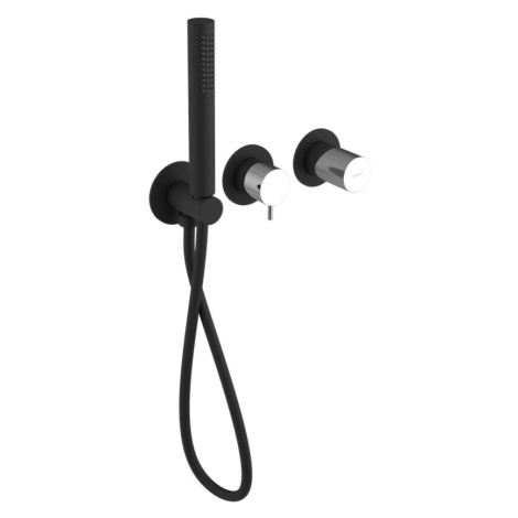 ULTRATAP podomítková sprchová baterie s ruční sprchou, 2 výstupy, černá mat/chrom UT045TBC Sapho