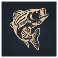 Dřevěný obraz ryby na zeď - Okoun