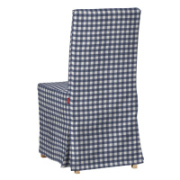 Dekoria Potah na židli IKEA  Henriksdal, dlouhý, tmavě modrá - bílá střední kostka, židle Henrik