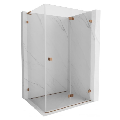 MEXEN/S Lunar-F L sprchový kout skládací dveře pravá 75 x 70, transparent, růžové zlato 836L-075