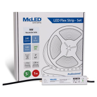 McLED LED pásek - sada 1 m, 240 LED/m, NW, 6 W/m, DC 24V, 520 lm/m, CRI90, IP67, 10 mm, vodič 3 