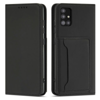 Magnet Card Case elegantní knížkové pouzdro s venkovní kapsou na Samsung Galaxy A12 / M12 Black