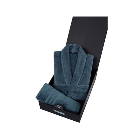 Soft Cotton Pánský župan Premium v dárkovém balení s ručníkem, modrý