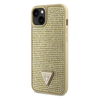 Pouzdro Guess Rhinestones Triangle Metal Logo kryt pro Apple iPhone 14 Gold