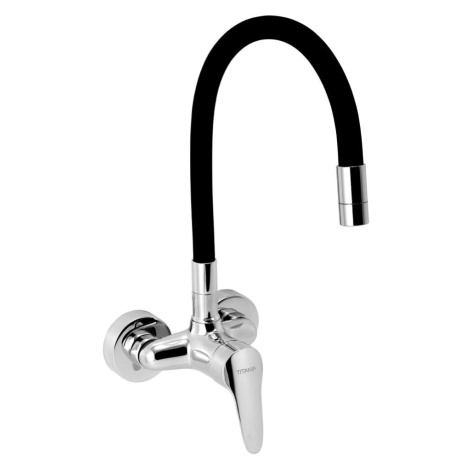 NOVASERVIS - Dřezová baterie s elastickým ramenem 100mm, černá-chrom 94484,0C