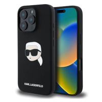 Karl Lagerfeld Liquid Silicone Karl Head MagSafe Zadní Kryt pro iPhone 16 Pro Max Black